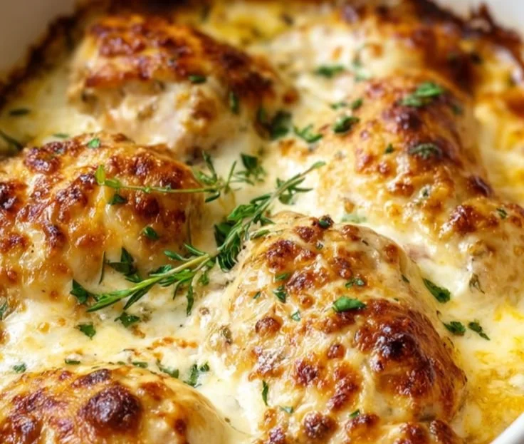 Delicious Baked Cream Cheese Chicken dish ready to serve.