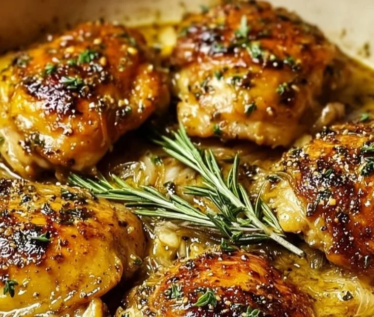 Bobby Flay's succulent chicken thighs ready to be served