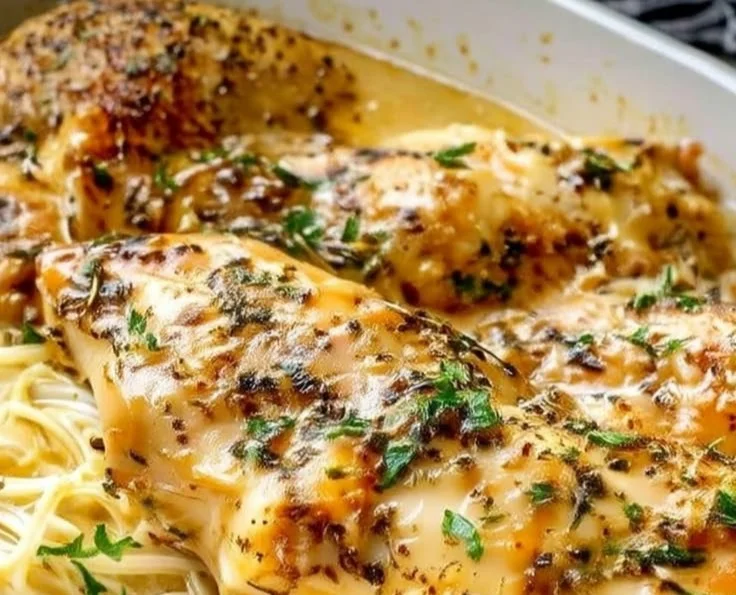 Delicious plate of Crock Pot Angel Chicken served with sides