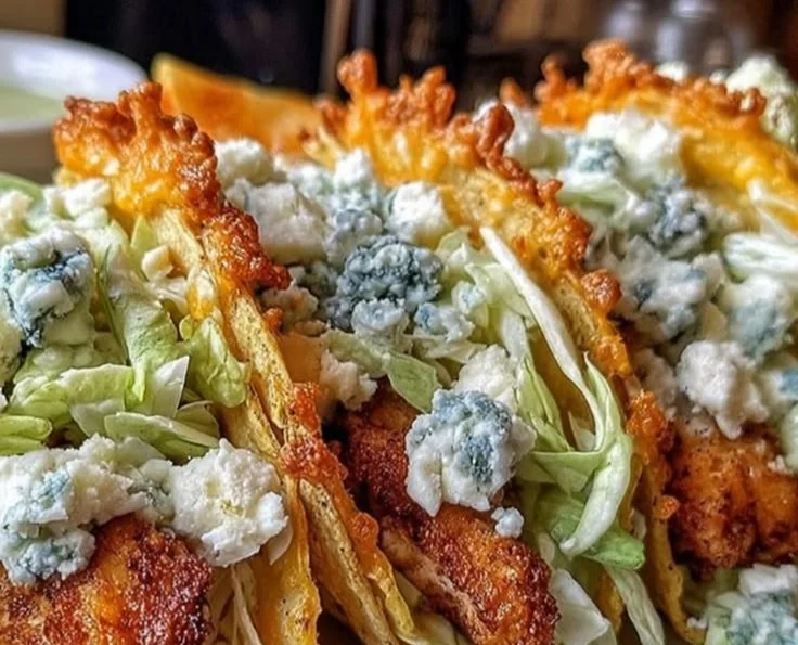 Dill Pickle Ranch Smash Chicken Tacos with Crispy Cheese Lace ready to serve