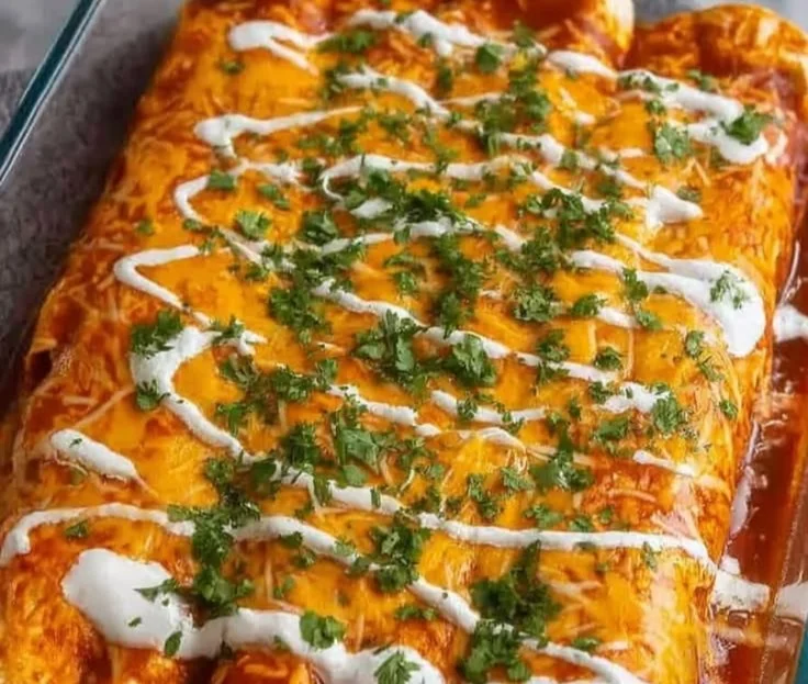 Delicious easy rotisserie chicken enchiladas served on a plate.