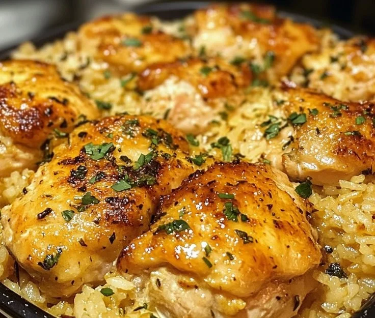 Delicious Forgotten Chicken and Rice dish served in a bowl