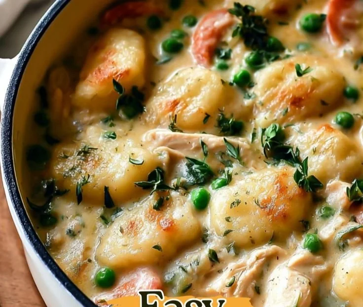 One Pot Gnocchi Chicken Pot Pie served in a bowl