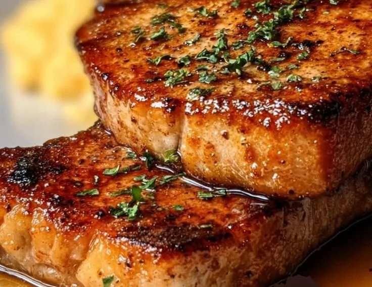 Juicy Texas Roadhouse Pork Chop served with sides