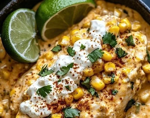 Ultimate slow cooker chicken with street corn, easy and delicious recipe.