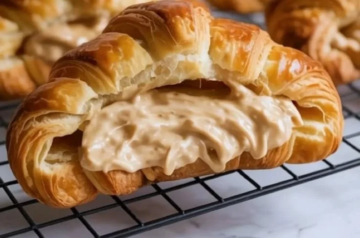 Delicious almond croissant with creamy almond filling