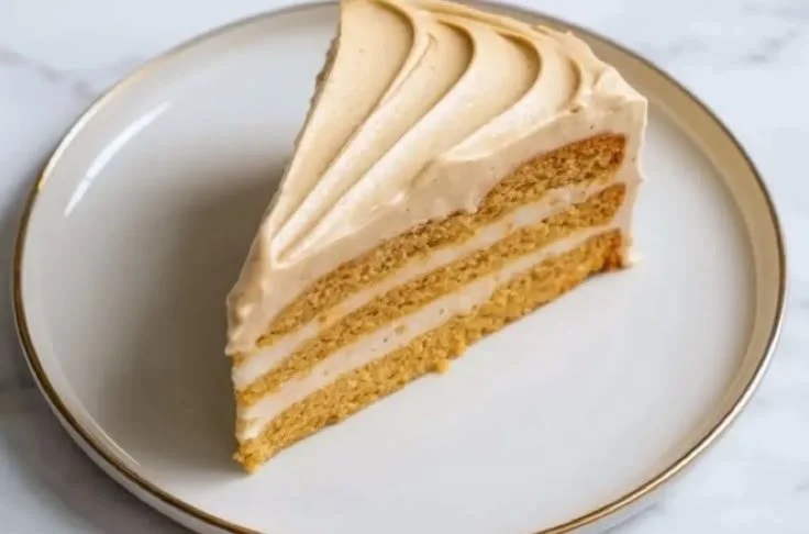 A creamy bowl of homemade brown butter frosting spread on a cake.