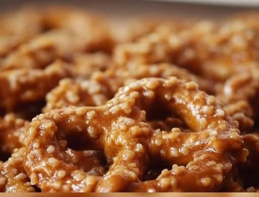 Delicious butter toffee pretzels ready to enjoy as a sweet snack.