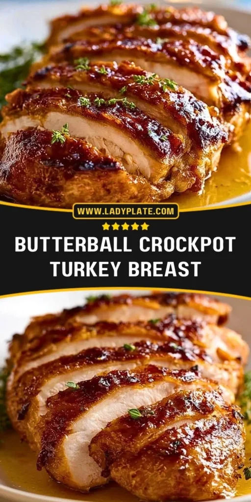 Juicy Butterball Crockpot Turkey Breast served on a platter