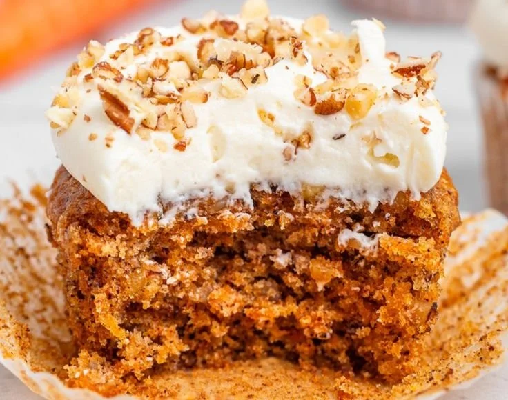 Delicious homemade carrot cake cupcakes with cream cheese frosting