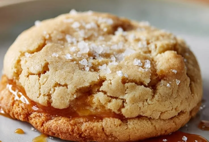 Cheesecake cookies topped with caramel drizzle, a sweet dessert treat
