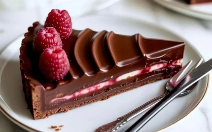 Delicious Chocolate Raspberry Tart with fresh raspberries and chocolate ganache