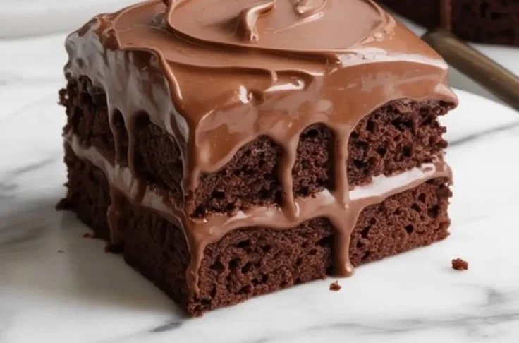 Chocolate Tres Leches Cake topped with whipped cream and chocolate shavings