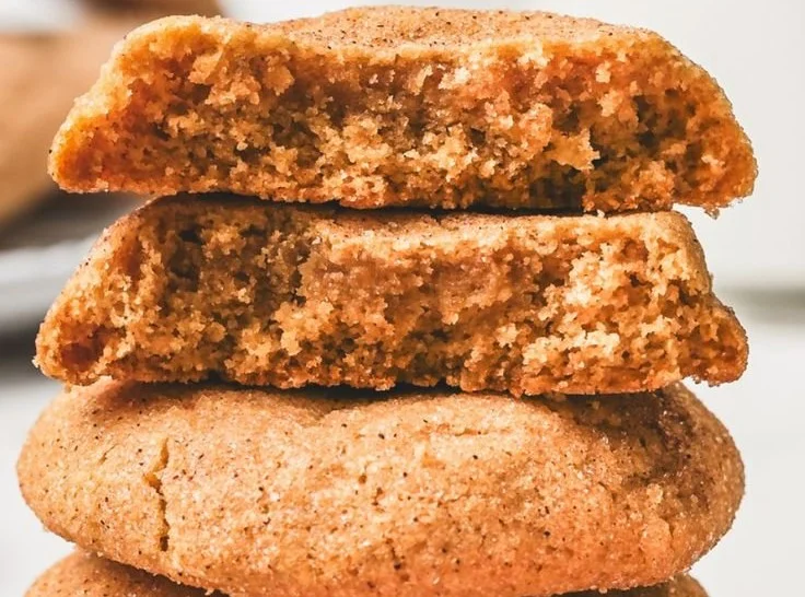 Plate of freshly baked cinnamon sugar cookies dusted with sugar