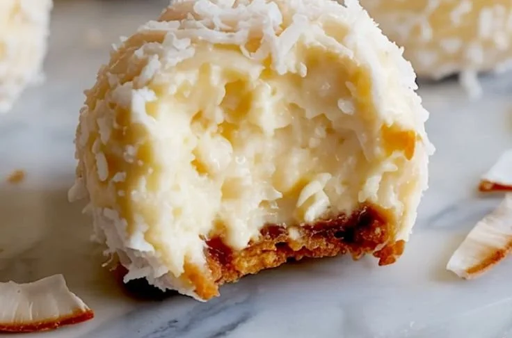 Delicious Coconut Snowball Cheesecake Bites ready to serve