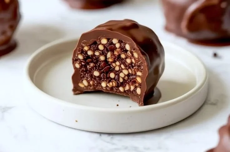 Delicious dark chocolate quinoa bites on a plate, perfect for a healthy treat.