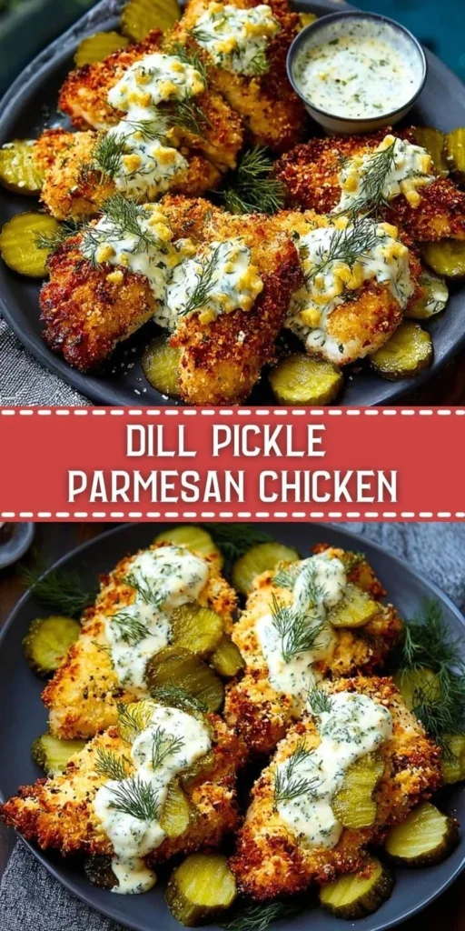 Dill Pickle Parmesan Chicken served on a plate with garnishes