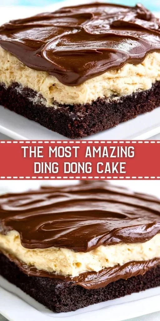 Delicious Ding Dong Cake with chocolate icing and creamy filling