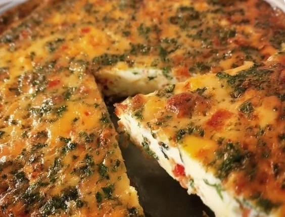 Egg White Crustless Quiche recipe with fresh vegetables and cheese