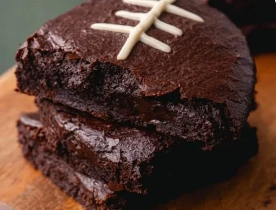 Delicious fudgy football brownies on a plate, perfect for game day treats