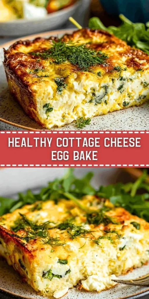 Healthy cottage cheese egg bake with vegetables and herbs in a baking dish