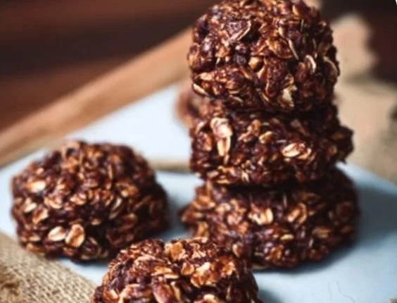 Delicious healthy no-bake cookies on a plate, perfect for a quick and healthy snack.