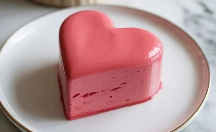 Heart-shaped raspberry mousse dessert recipe for special occasions
