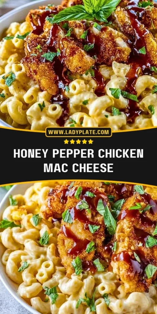 Creamy Honey Pepper Chicken Mac Cheese dish with a delicious blend of flavors