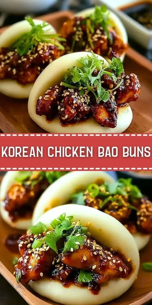 Korean chicken bao buns filled with tender, spicy Korean chicken and fresh vegetables