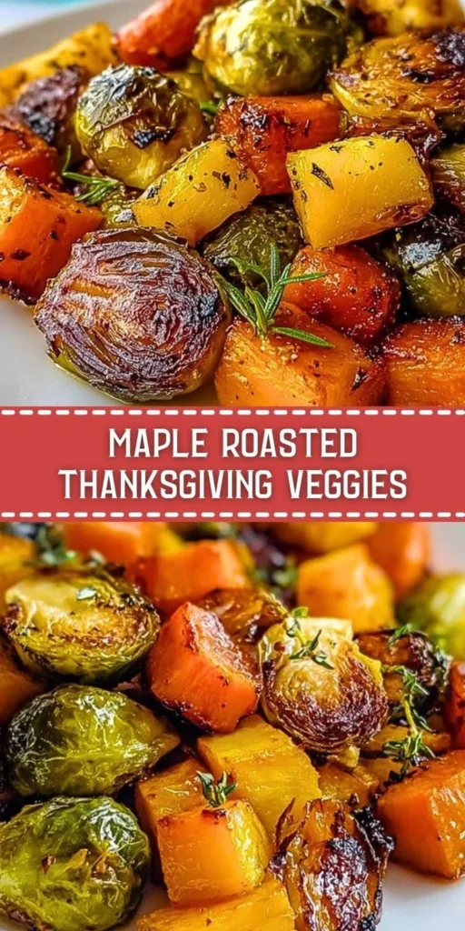 Maple roasted Thanksgiving veggies garnished and ready to serve