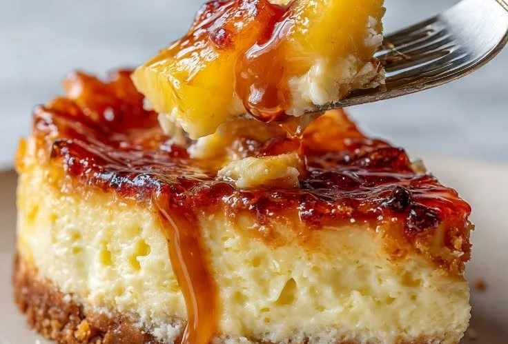 Mini Pineapple Upside Down Cheesecakes topped with caramelized pineapple slices