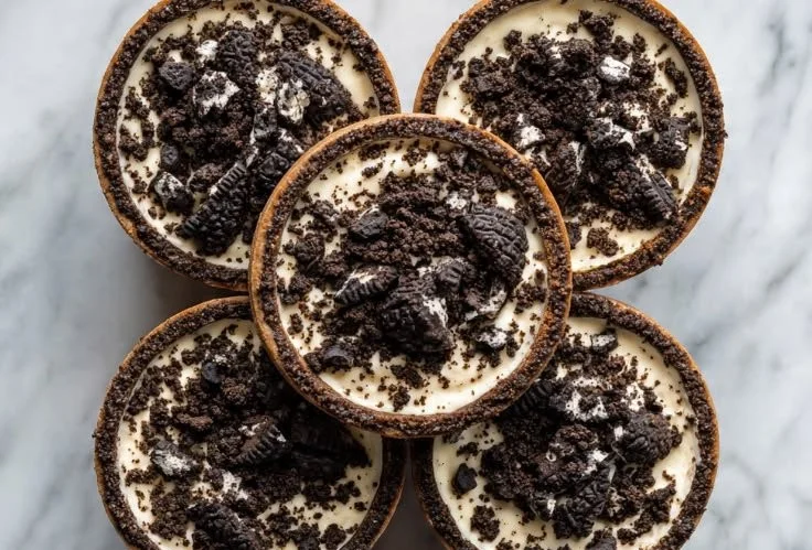 Image of delicious Oreo Cheesecake Cups with cookie crumbles on top