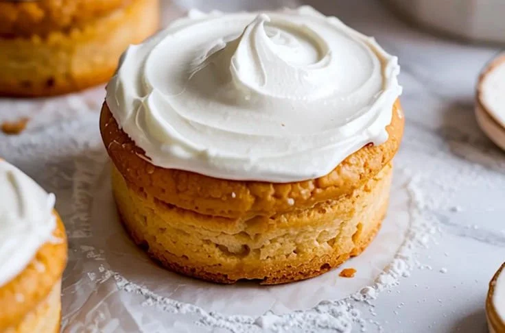 Homemade powdered sugar frosting drizzled over cupcakes.