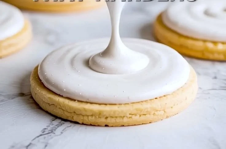 Colorful sugar cookie icing spread on freshly baked cookies.