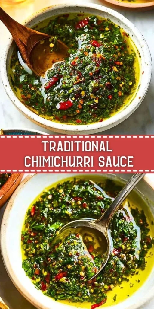 Traditional chimichurri sauce in a glass jar with fresh herbs and garlic.