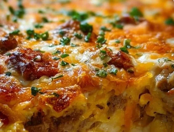 Ultimate Overnight Breakfast Casserole with eggs, cheese, and vegetables