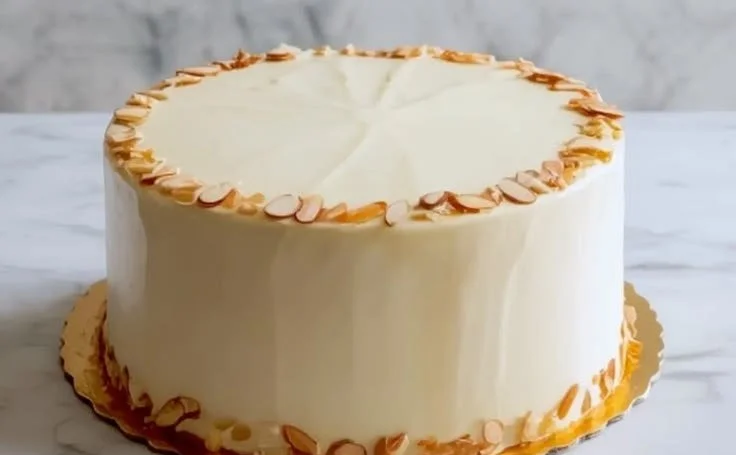 Delicious Almond Amaretto Cake displayed on a serving plate