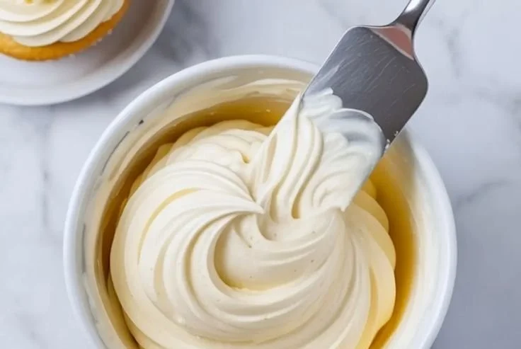 Delicious American buttercream frosting in a bowl, perfect for decorating cakes