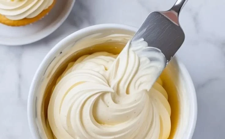 Delicious American buttercream frosting on a decorated cake