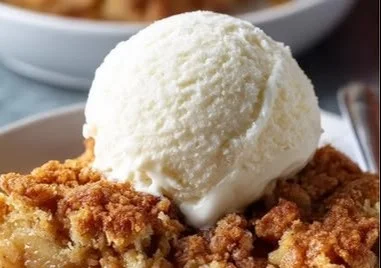 Delicious apple cinnamon dump cake with a golden topping