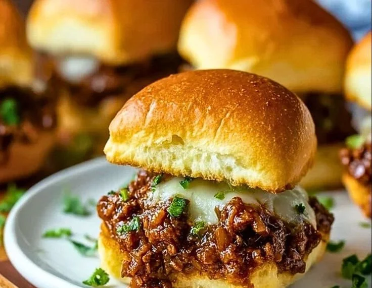 Delicious Beef Sloppy Joes with French Onion served on a bun