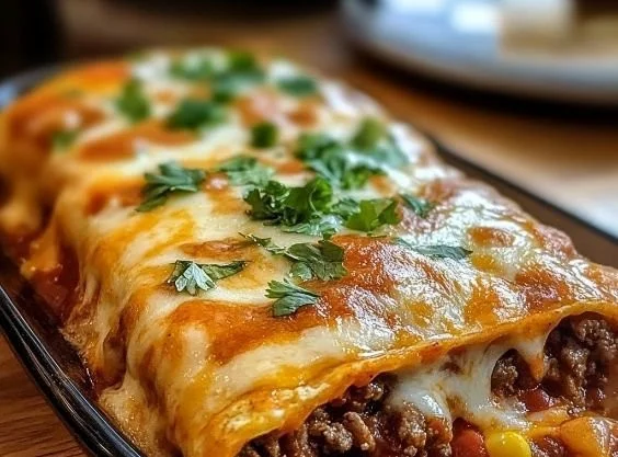 Delicious Beefy Melt Burrito loaded with beef and cheese