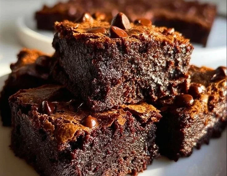 Delicious black bean brownies served on a white plate