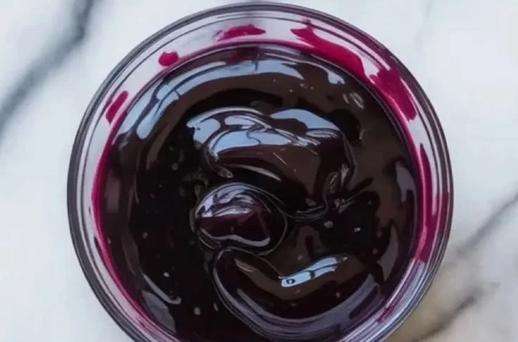 Homemade blueberry curd in a jar with fresh blueberries on top