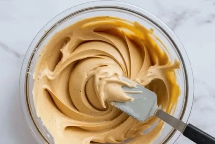 Delicious brown butter frosting on a vanilla cupcake