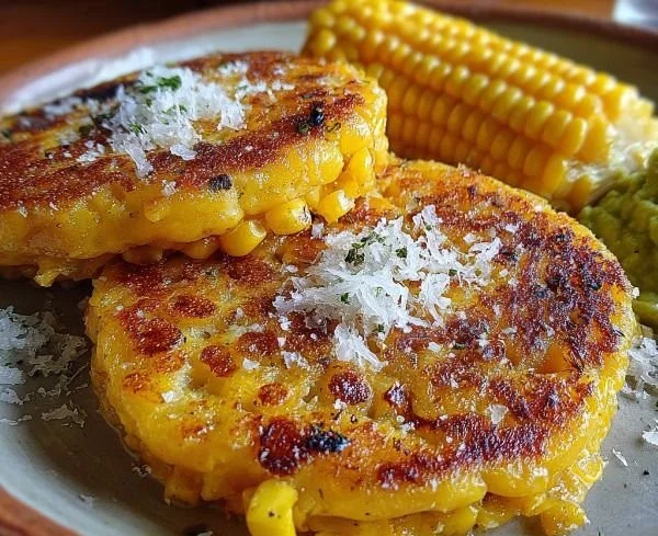 Cachapas with melty cheese served on a plate, highlighting Venezuelan cuisine.