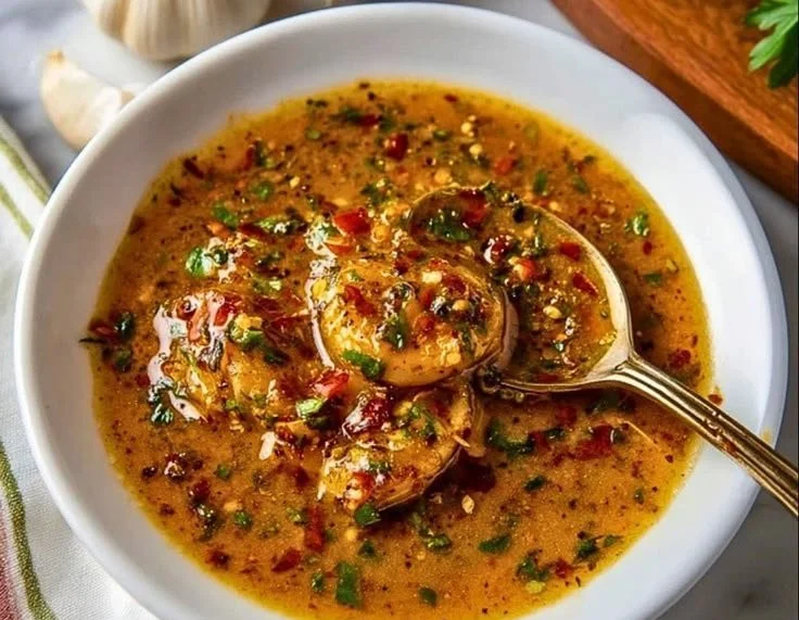 Cajun Garlic Butter Sauce served over shrimp and pasta