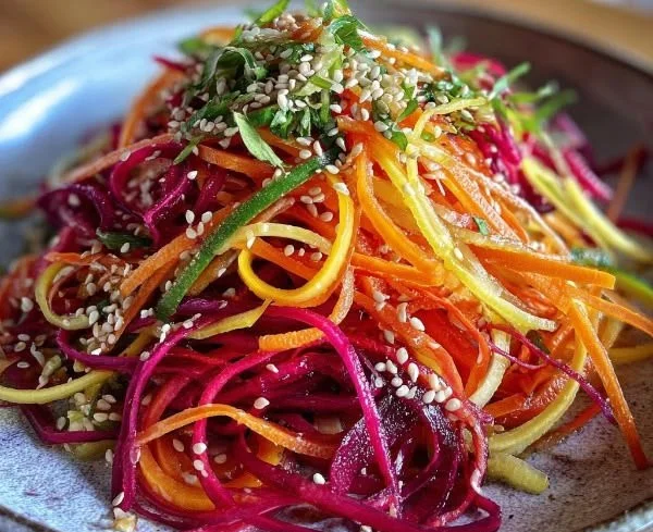 Fresh Carrot and Sesame Salad with vibrant colors and textures