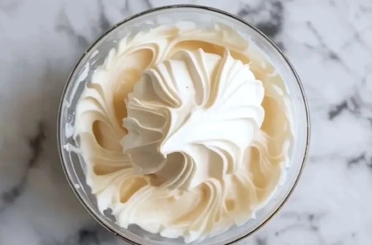 Bowl of freshly whipped Chantilly Cream garnished with berries