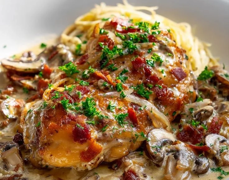 Delicious Chicken Riesling recipe inspired by Cheesecake Factory.
